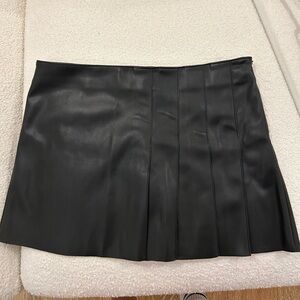 Mango Black pleated faux leather mini skirt